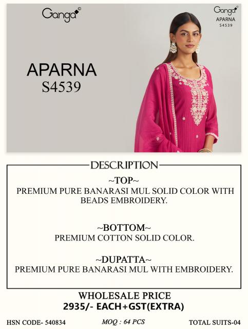 Ganga aparna 4539 wholesale dress materials from surat mills